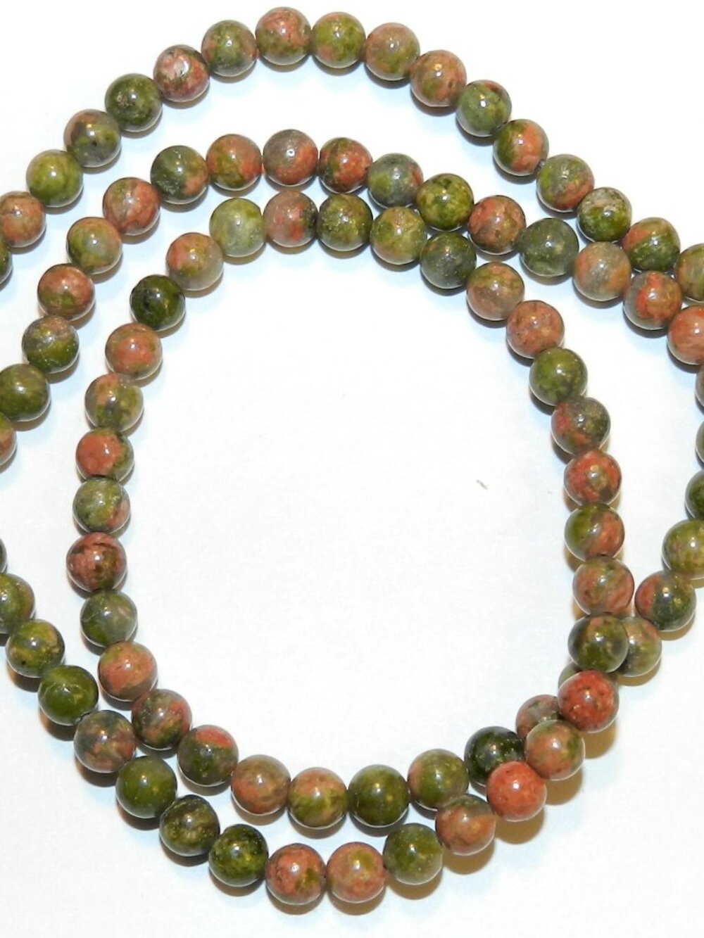 GR242 Orange & Green Marbled Unakite Epidote 4mm Round Gemstone Beads 15" - Picture 2 of 4